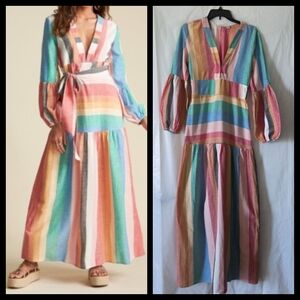 Billabong Pastel Rainbow Stripe Maxi Dress